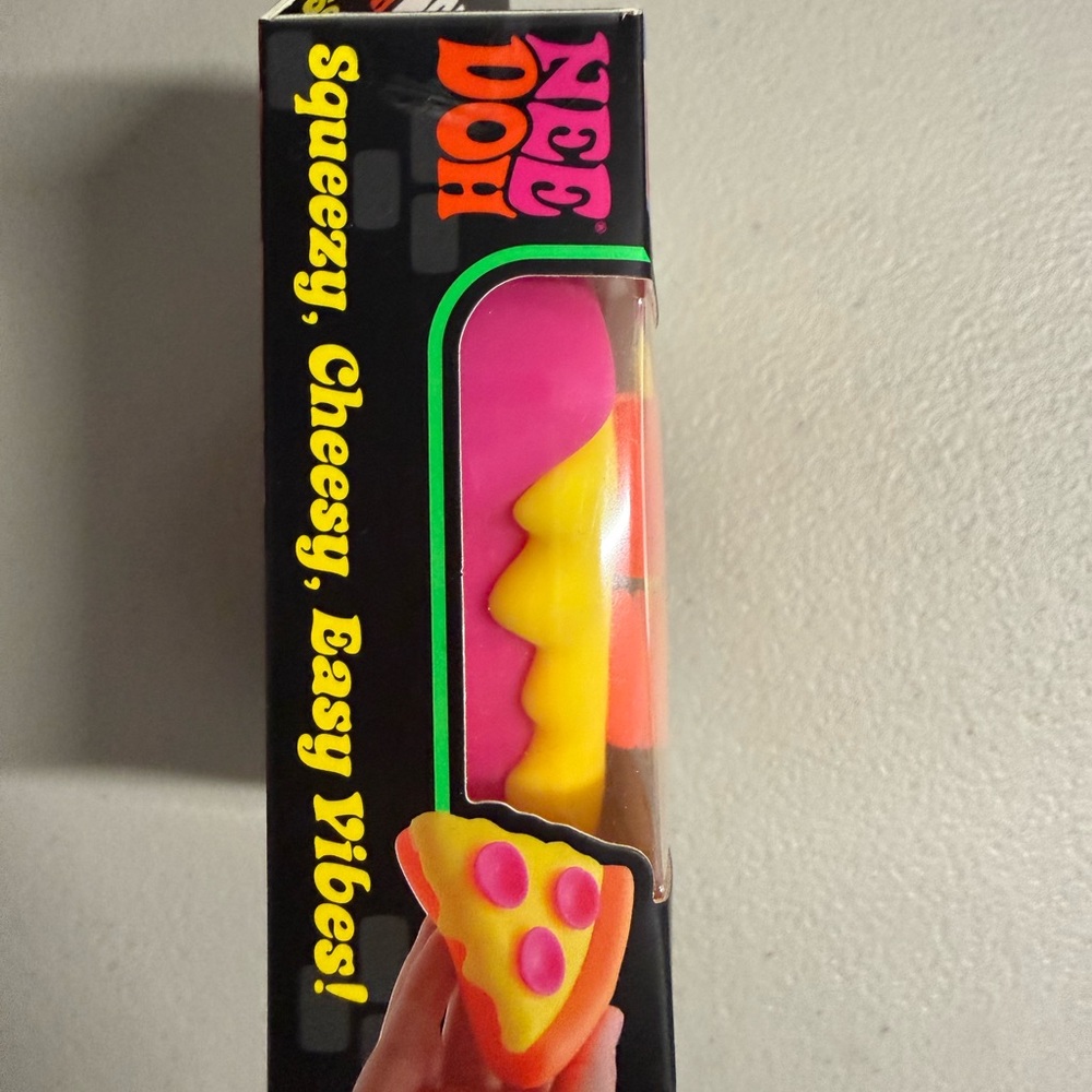 Authentic RARE NEE Doh Pizza Squeeza Pink & Yellow Pizza Squishy Toy - Picture 4 of 4